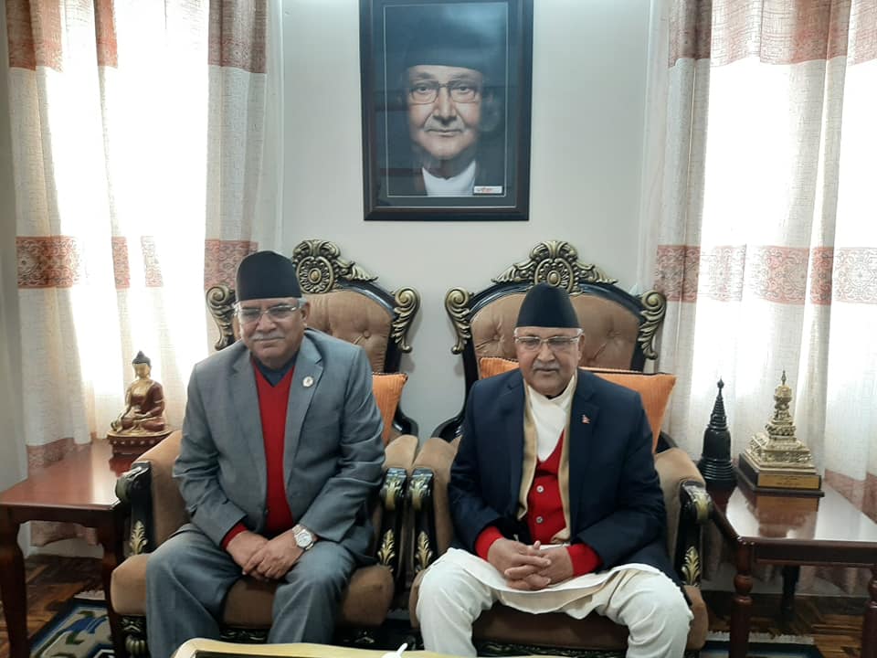 ओली-दाहालबीचको भेटवार्ता सम्पन्न