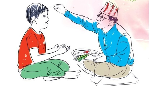 दशैंको टीका लगाइमाग्ने र लगाइदिनेले कुन दिशातिर फर्केर बस्ने ? यस्तो छ मान्यता