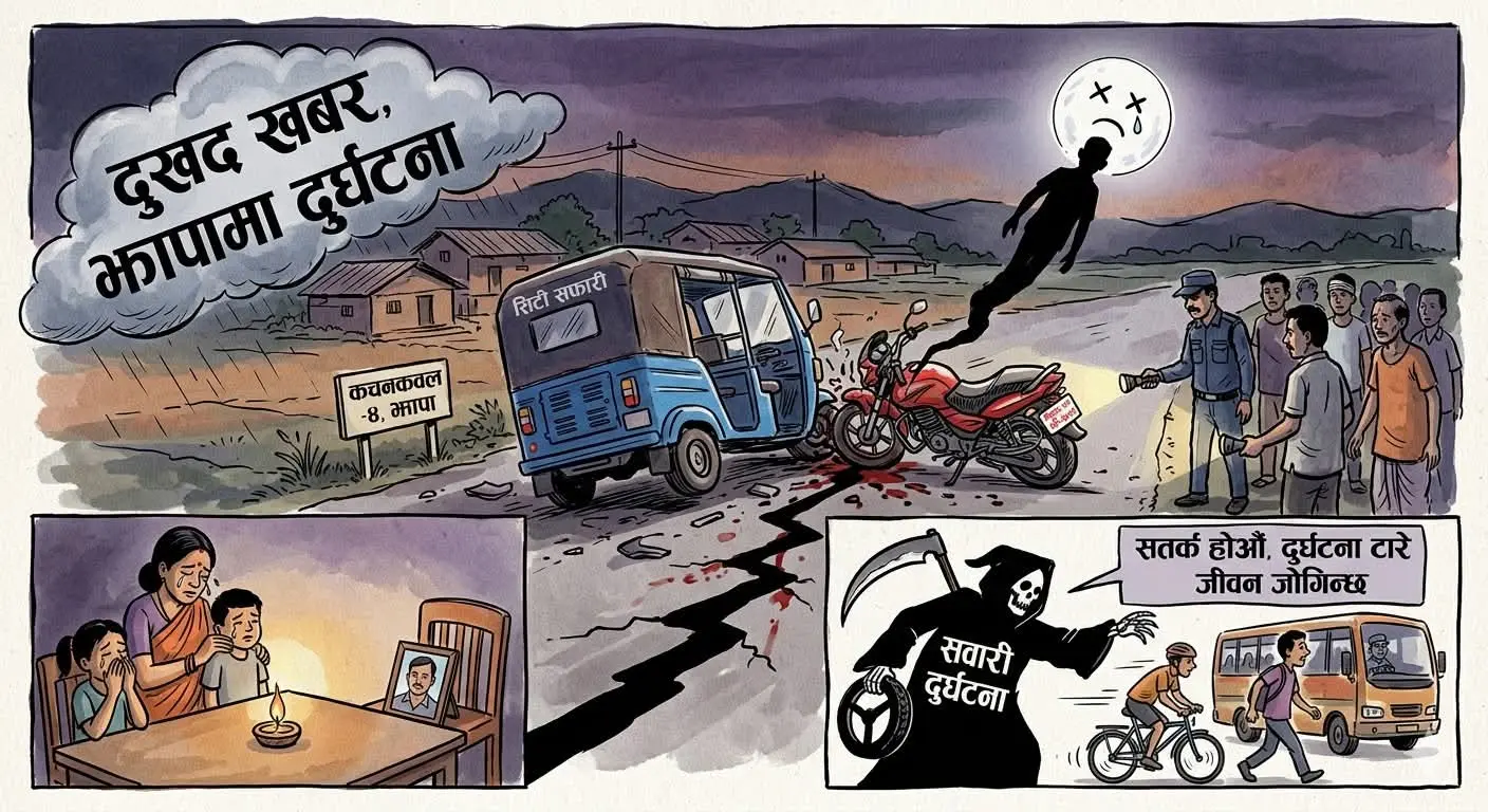 झापामा दुखद खबर दुर्घटनामा एकको ज्यान गयो